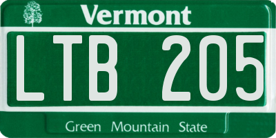 VT license plate LTB205