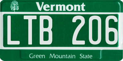 VT license plate LTB206