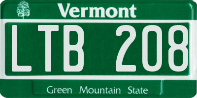VT license plate LTB208