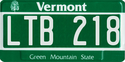 VT license plate LTB218