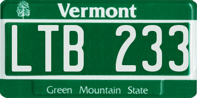 VT license plate LTB233