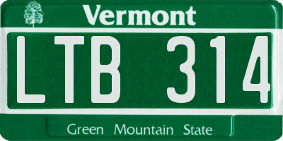 VT license plate LTB314