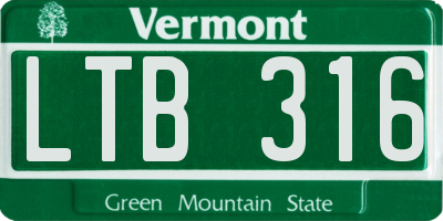VT license plate LTB316