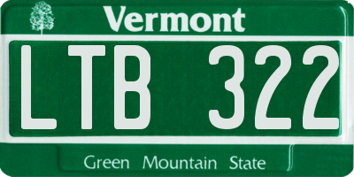 VT license plate LTB322