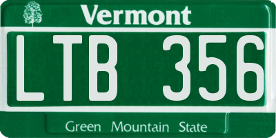 VT license plate LTB356