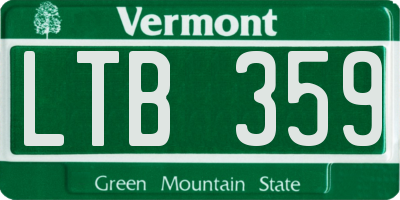 VT license plate LTB359