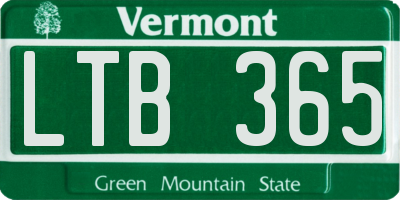 VT license plate LTB365