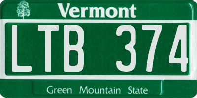 VT license plate LTB374