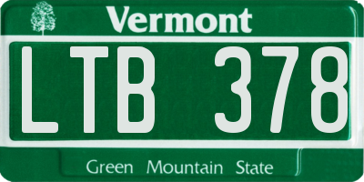 VT license plate LTB378
