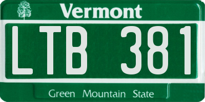 VT license plate LTB381