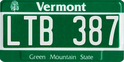 VT license plate LTB387