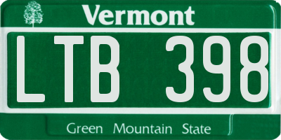 VT license plate LTB398
