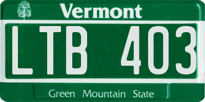 VT license plate LTB403