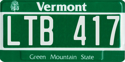 VT license plate LTB417