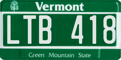 VT license plate LTB418