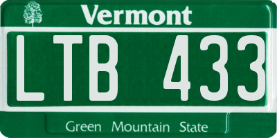 VT license plate LTB433