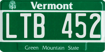 VT license plate LTB452