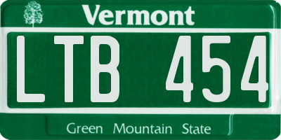 VT license plate LTB454