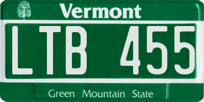 VT license plate LTB455