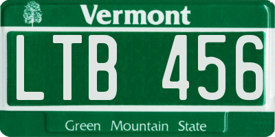 VT license plate LTB456