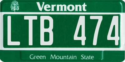 VT license plate LTB474