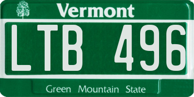 VT license plate LTB496