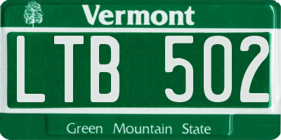VT license plate LTB502