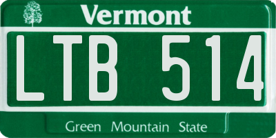 VT license plate LTB514