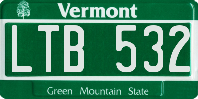 VT license plate LTB532