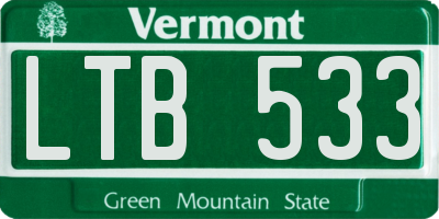 VT license plate LTB533