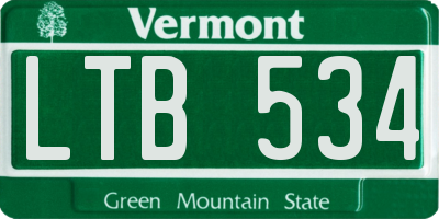 VT license plate LTB534