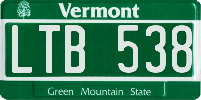 VT license plate LTB538