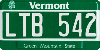 VT license plate LTB542