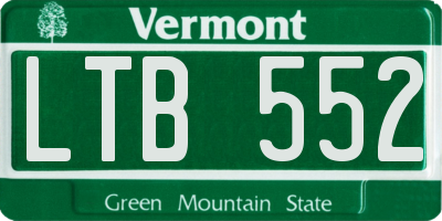 VT license plate LTB552