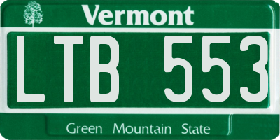 VT license plate LTB553
