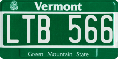 VT license plate LTB566
