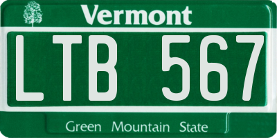 VT license plate LTB567