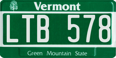 VT license plate LTB578