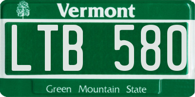 VT license plate LTB580