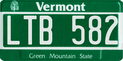 VT license plate LTB582