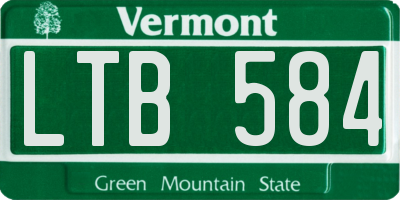 VT license plate LTB584