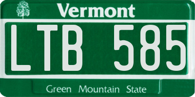 VT license plate LTB585