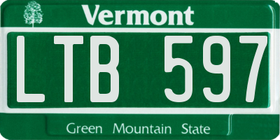 VT license plate LTB597