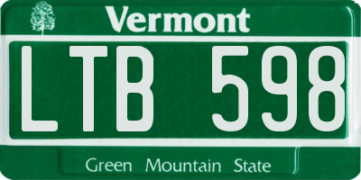 VT license plate LTB598