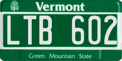 VT license plate LTB602