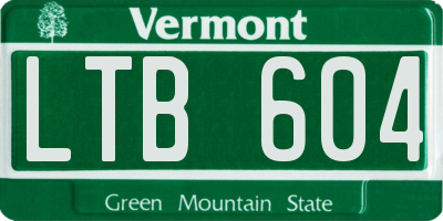 VT license plate LTB604
