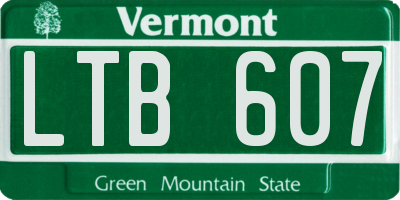 VT license plate LTB607