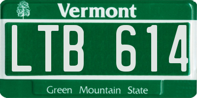 VT license plate LTB614