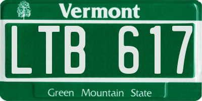 VT license plate LTB617