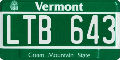 VT license plate LTB643